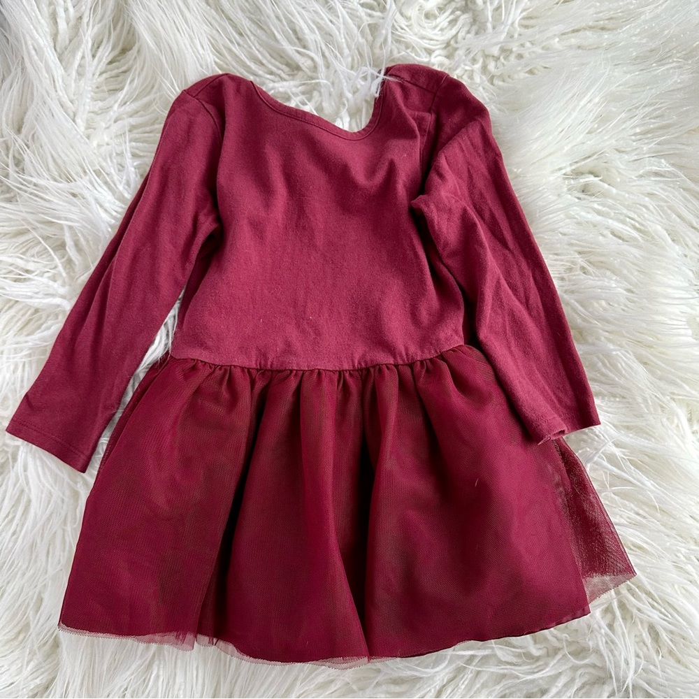Old Navy Toddler Girls Maroon Tutu Long Sleeve Dress Size 2T